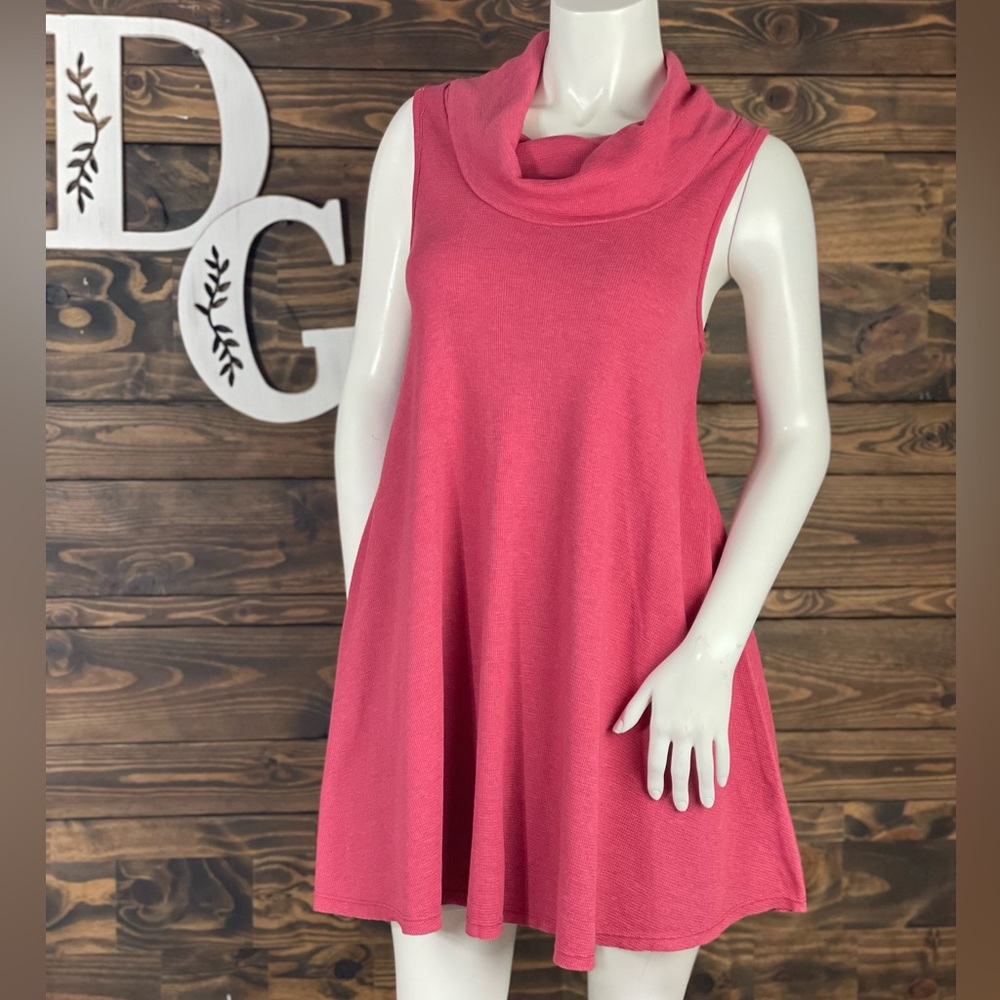 Altard State Sleeveless Raspberry Pink‎ Knitted Mini Swing Dress Flowy Cowl Neck